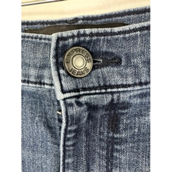 Express Jeans Womens 8R Legging Mid Rise Blue Denim Quilted Biker Style - Picture 3 of 10